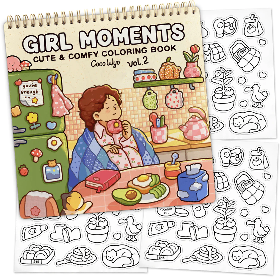 Girl Moments Vol. 2 Coloring Book (Spiral-bound) & Sticker Set